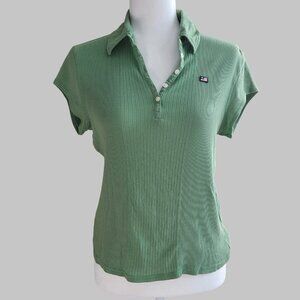 Polo Jeans Co, Green Ribbed Short-Sleeve Polo Shirt - XL